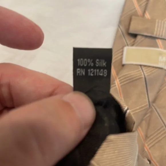 Michael Kors tan and coral striped tie 60”L x 3.5” wide - Picture 4 of 4